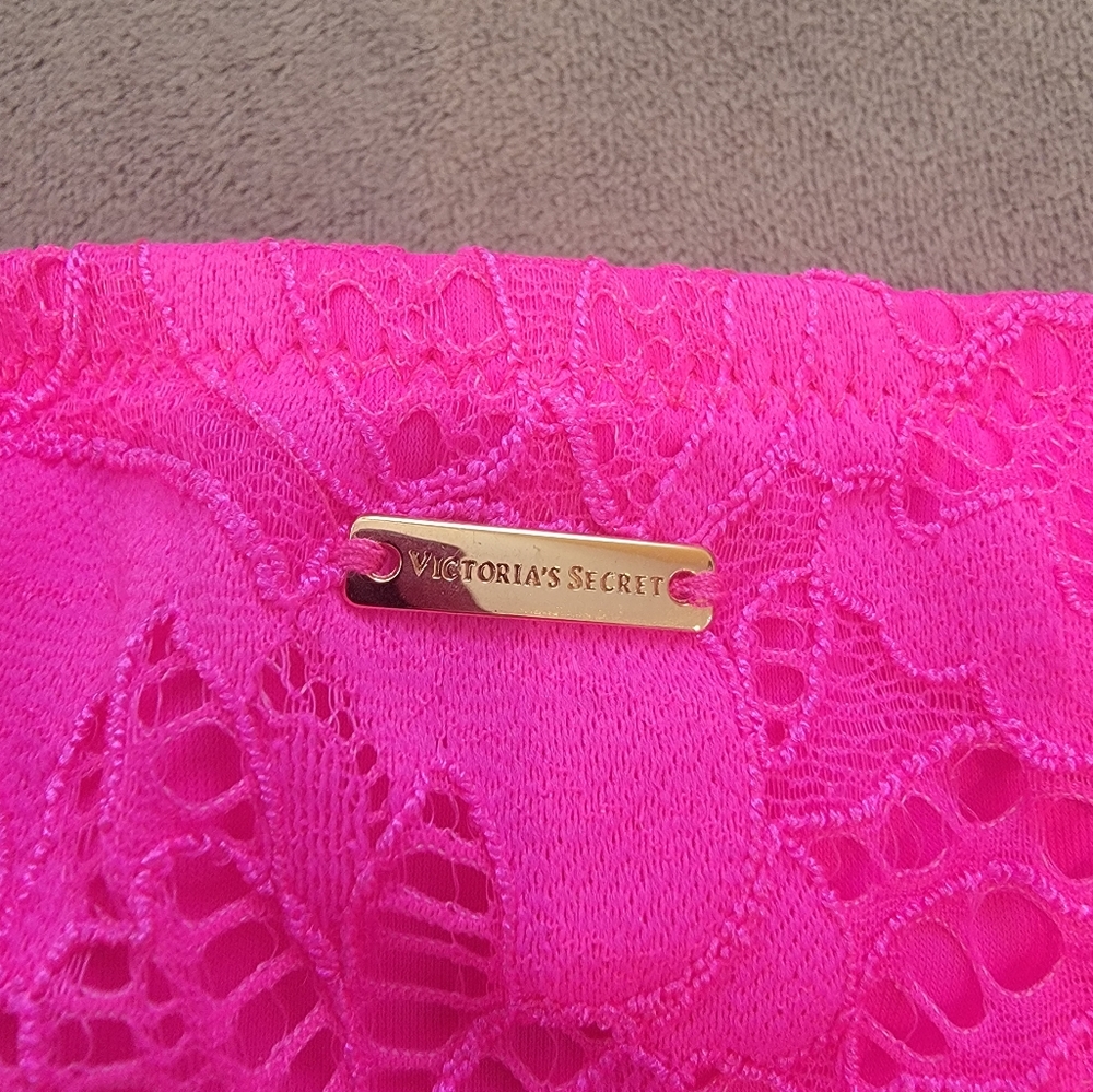 Victoria’s Secret “The Knockout Bikini” in Neon Pink Lace Overlay Size XL - Picture 5 of 12